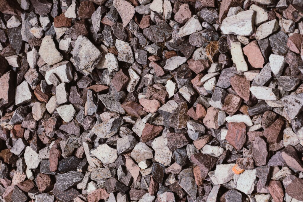 Close up of stones and crushed aggregate