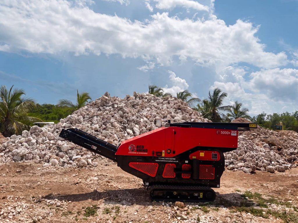 Red Rhino 5000+ Crusher at a construction site in the cayman islands